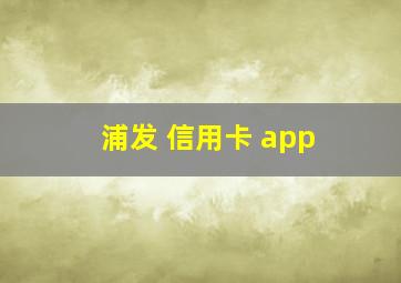 浦发 信用卡 app